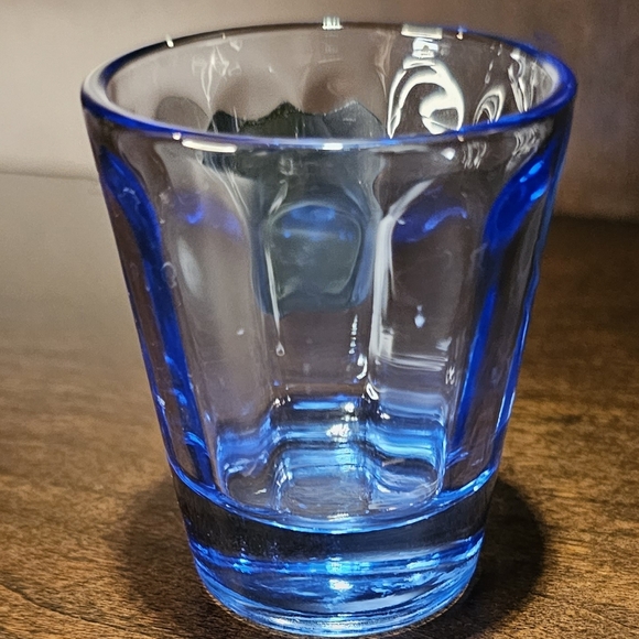 (1) Route 66 Blue Tinted Shot Glass w/ Pewter Emblem - Picture 4 of 9